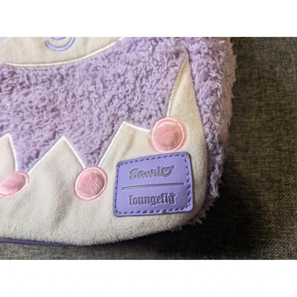 Loungefly Kuromi Purple Fuzzy Sherpa Mini Sanrio Backpack Adjustable Straps